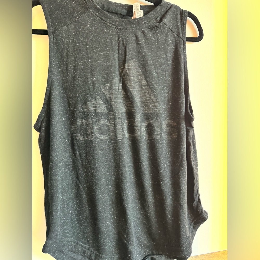 Adidas Heathered Charcoal Muscle Tank